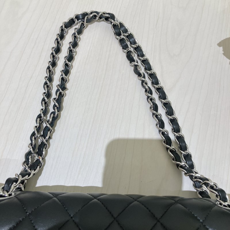 TK1956	 香奈兒 經典 羊皮 翻蓋 斜孭 單肩 Double Flap Bag 25cm Lambskin Black X PHW-24