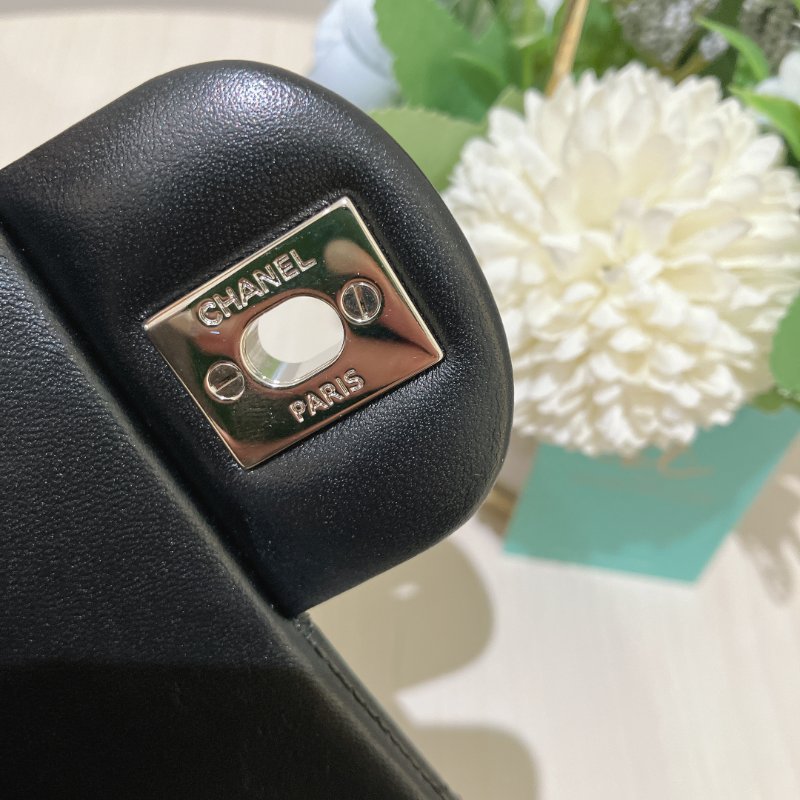 TK1956	 香奈兒 經典 羊皮 翻蓋 斜孭 單肩 Double Flap Bag 25cm Lambskin Black X PHW-28