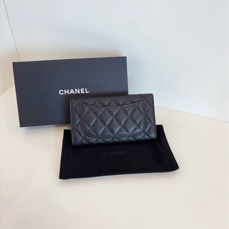 【閒置未使用🆕】Chanel  黑金魚子醬經典CF長錢包 斜挎包-1