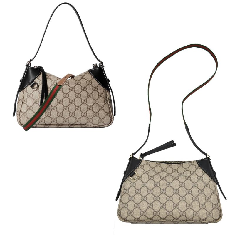 【門市全新現貨】GUCCI GG Emblem 帆布紅綠色織帶斜背包手提包兩用包 (附原廠防塵袋)-0