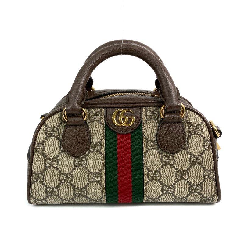 △ Gucci 古馳 Brown Coated Canvas GG Supreme Ophidia Mini 2 Way Bag 724606 啡色塗層帆布經典老花兩用袋 - 267002099-1