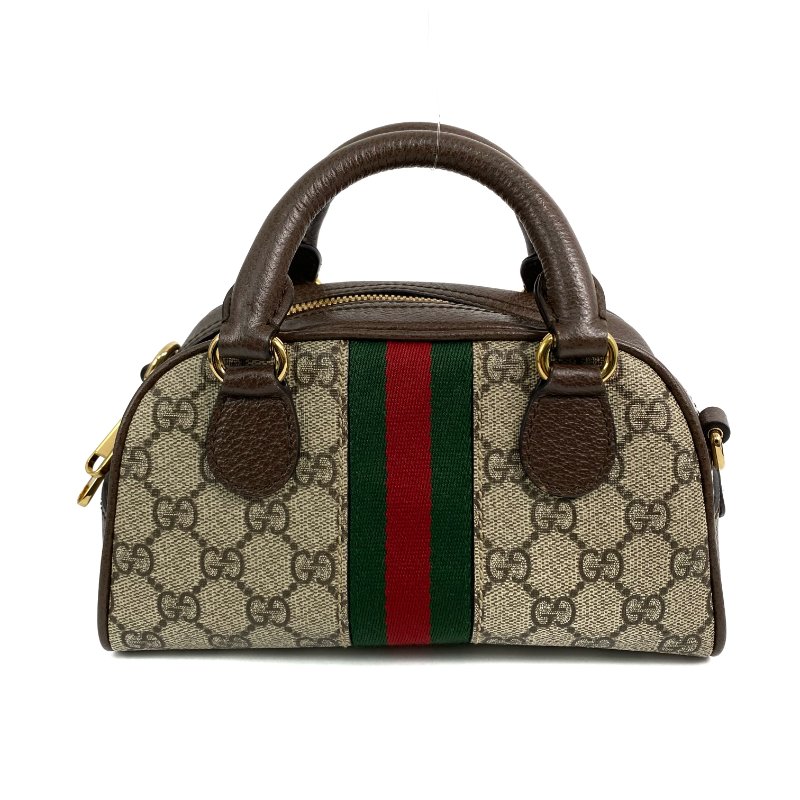 △ Gucci 古馳 Brown Coated Canvas GG Supreme Ophidia Mini 2 Way Bag 724606 啡色塗層帆布經典老花兩用袋 - 267002099-2