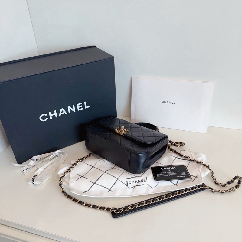【99新全套🆕】Chanel 黑金19bag系列郵差包 手提斜挎包-5