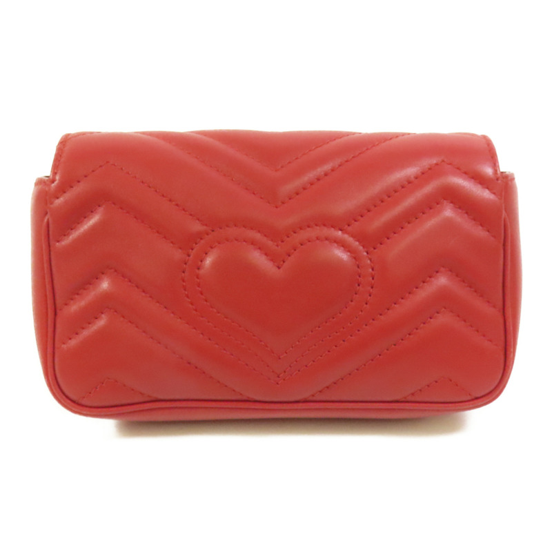 GUCCI 牛皮皮革GG Marmont Super Mini金扣鏈帶肩背袋-1