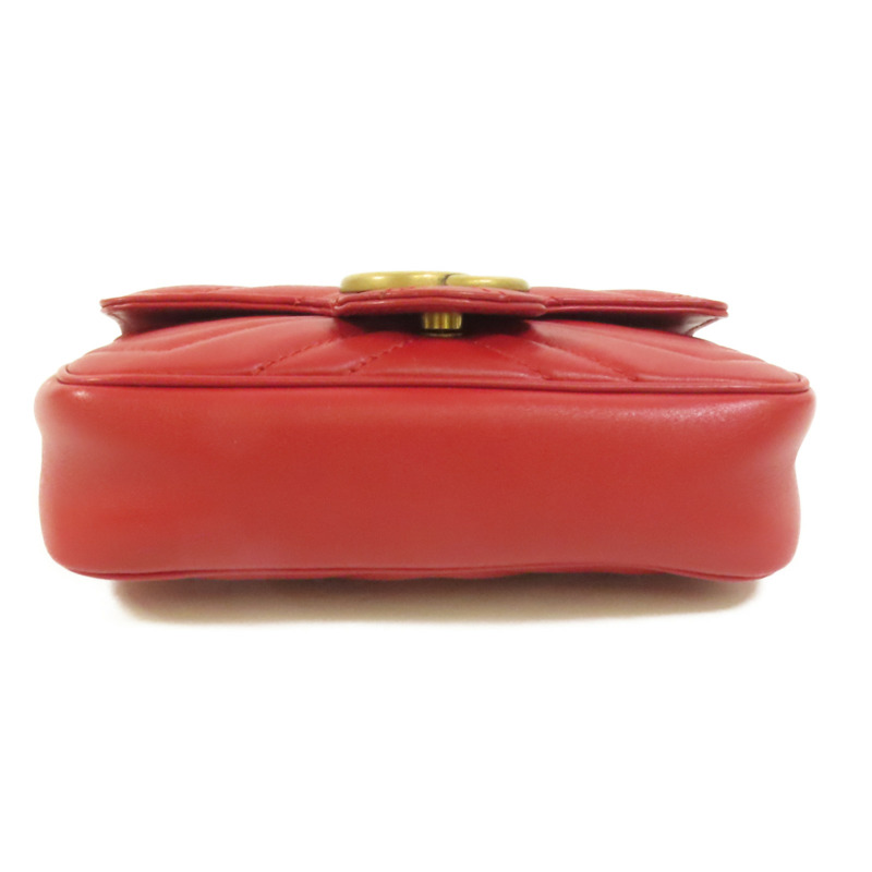 GUCCI 牛皮皮革GG Marmont Super Mini金扣鏈帶肩背袋-3