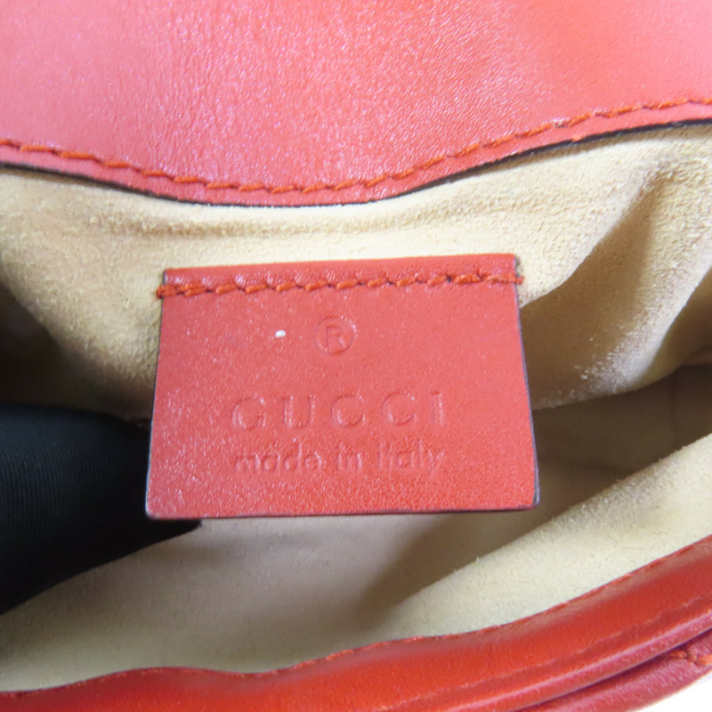 GUCCI 牛皮皮革GG Marmont Super Mini金扣鏈帶肩背袋-7