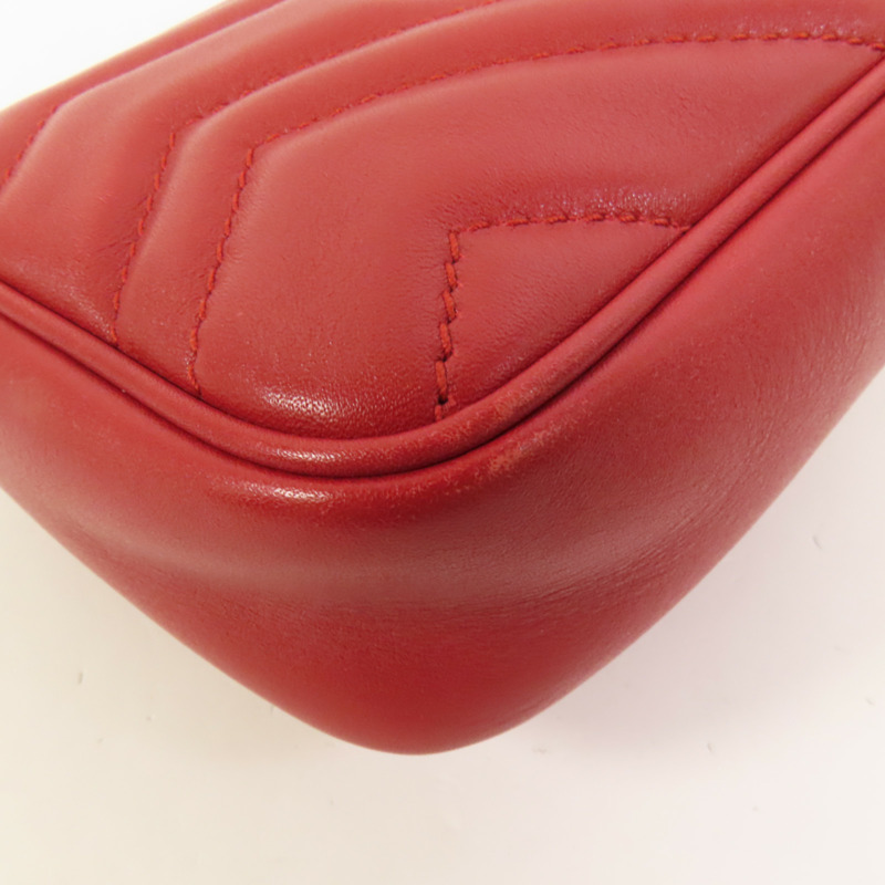 GUCCI 牛皮皮革GG Marmont Super Mini金扣鏈帶肩背袋-10