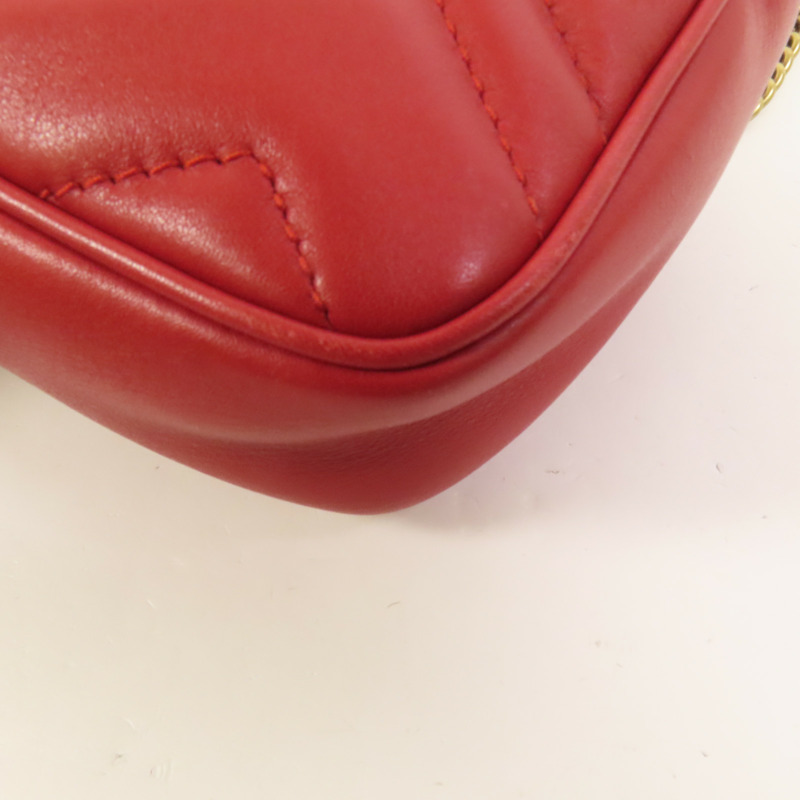 GUCCI 牛皮皮革GG Marmont Super Mini金扣鏈帶肩背袋-11