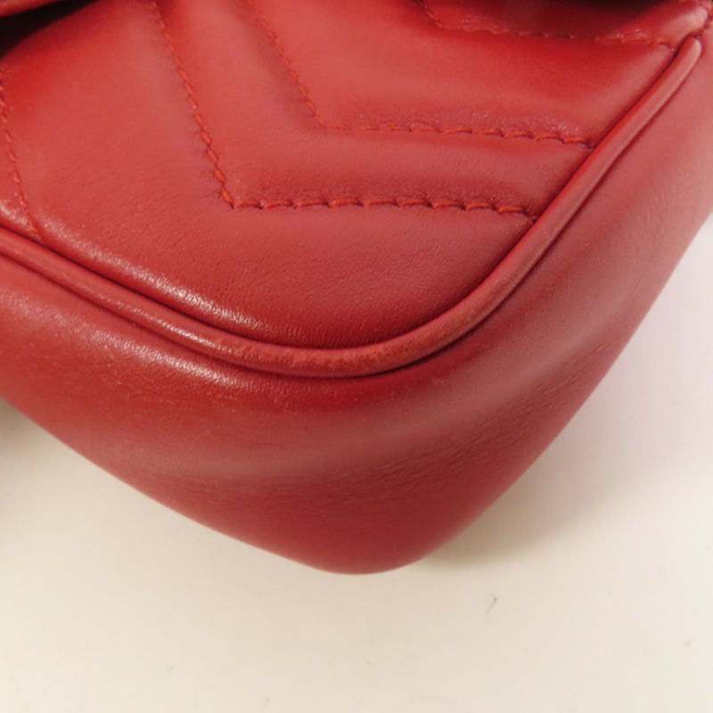 GUCCI 牛皮皮革GG Marmont Super Mini金扣鏈帶肩背袋-12