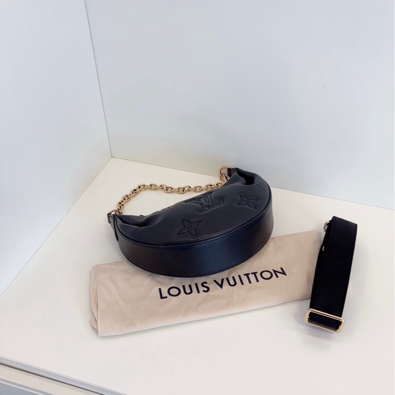 【99新閒置🆕】LV over the moon🌙黑金泡泡糖全皮月亮包 單肩包-4