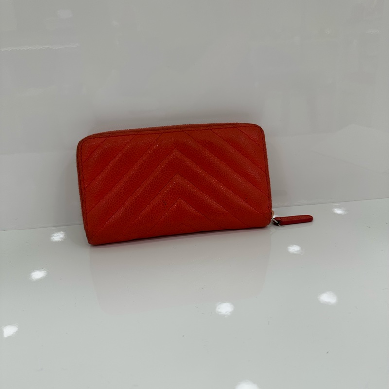 Chanel香奈兒珊瑚色卡包皮夾有卡-1