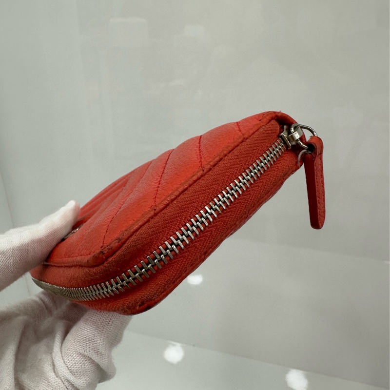 Chanel香奈兒珊瑚色卡包皮夾有卡-2