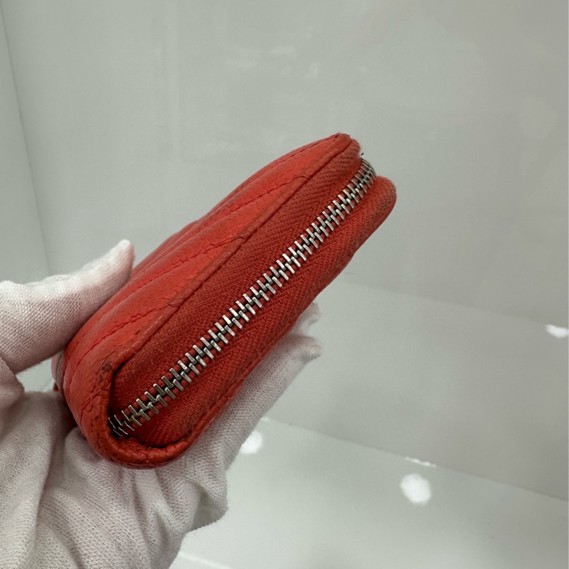 Chanel香奈兒珊瑚色卡包皮夾有卡-3
