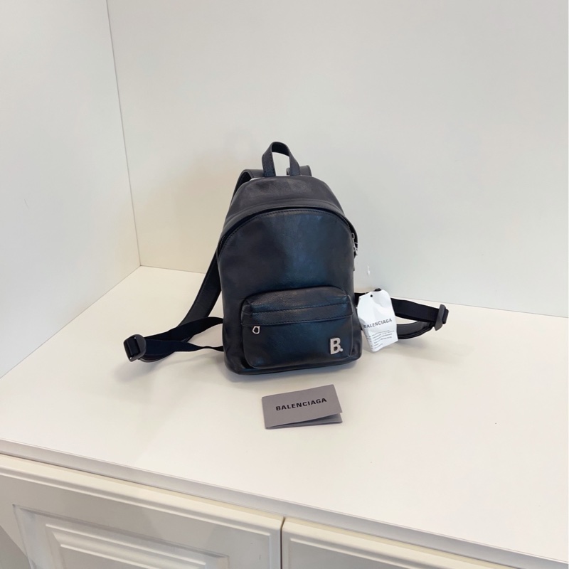 【閒置🆕】Balenciaga 黑銀牛皮小書包 mini雙肩包-0