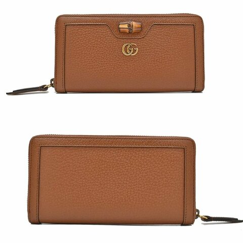 【門市全新現貨】GUCCI Diana 竹節釦牛皮拉鍊長夾(附原廠紙盒、原廠防塵袋)