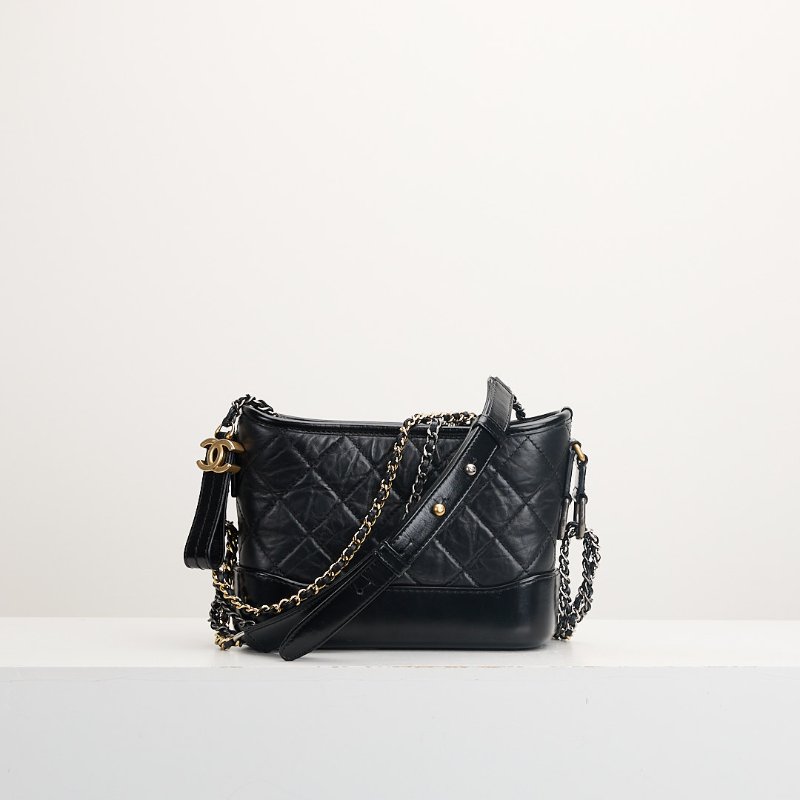 二手Chanel Gabrielle 小號流浪包/黑金 芯片款-0