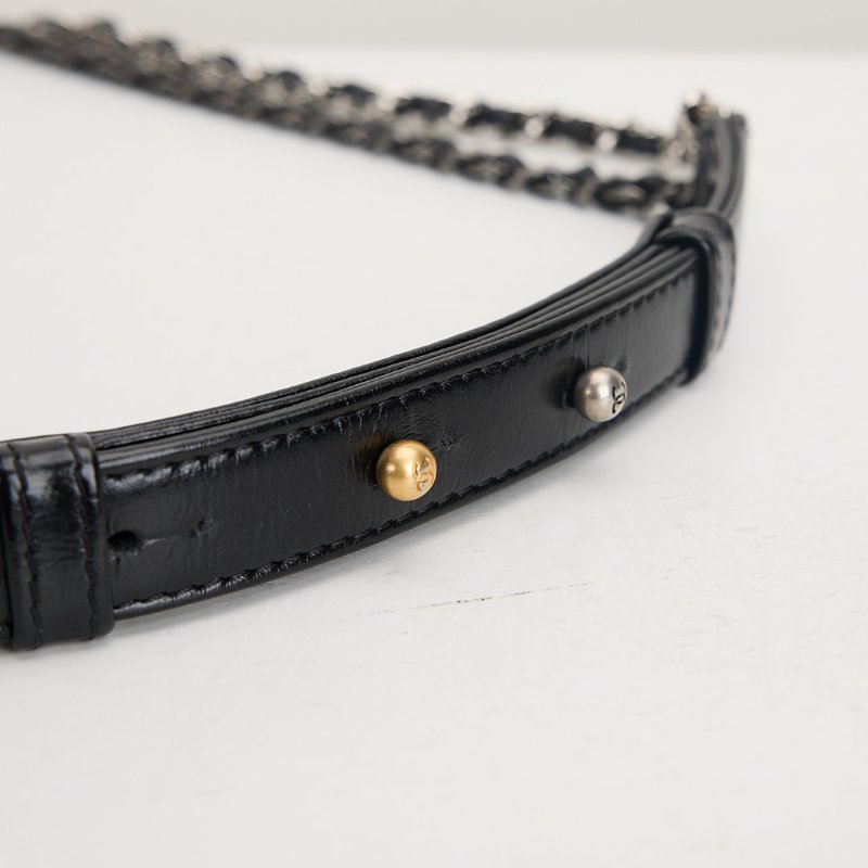 二手Chanel Gabrielle 小號流浪包/黑金 芯片款-15