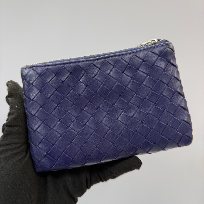 BOTTEGA VENETA 寶緹嘉  藍色編織皮革零錢包 COIN CASE INTRECCIATO-1