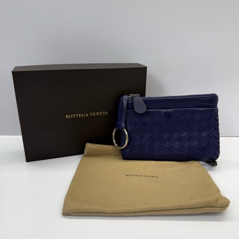 BOTTEGA VENETA 寶緹嘉  藍色編織皮革零錢包 COIN CASE INTRECCIATO-2