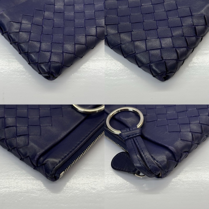 BOTTEGA VENETA 寶緹嘉  藍色編織皮革零錢包 COIN CASE INTRECCIATO-4