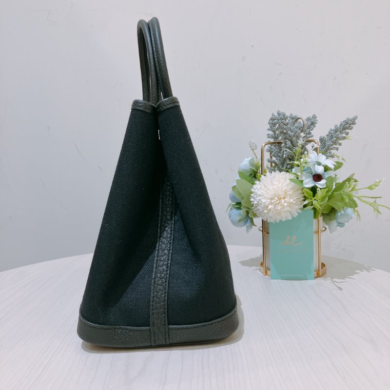 TK1957	愛馬仕  Garden Party 30 Canvas Black X PHW-2