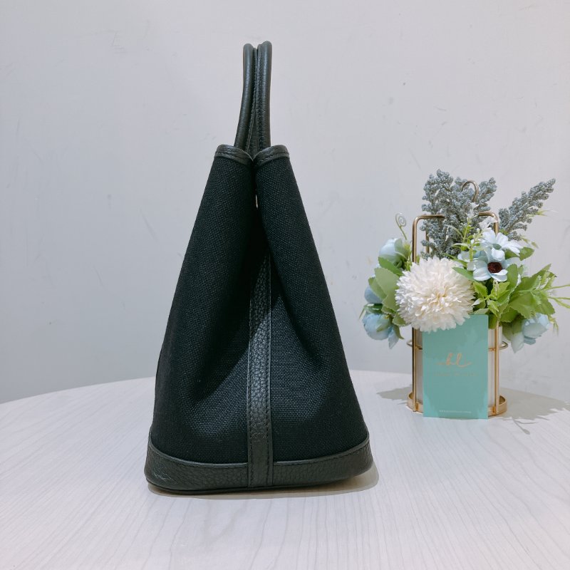 TK1957	愛馬仕  Garden Party 30 Canvas Black X PHW-3