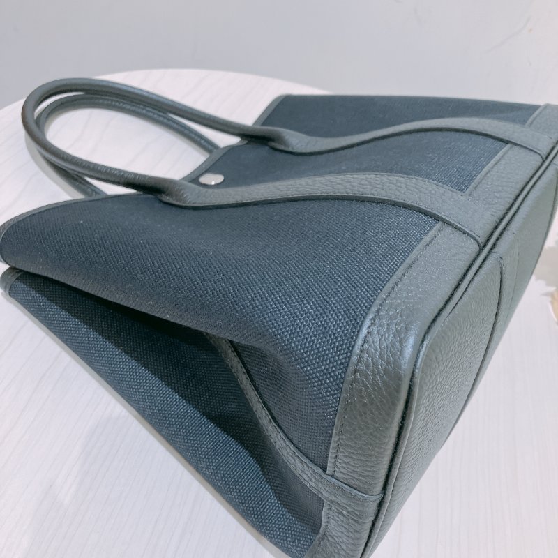 TK1957	愛馬仕  Garden Party 30 Canvas Black X PHW-5