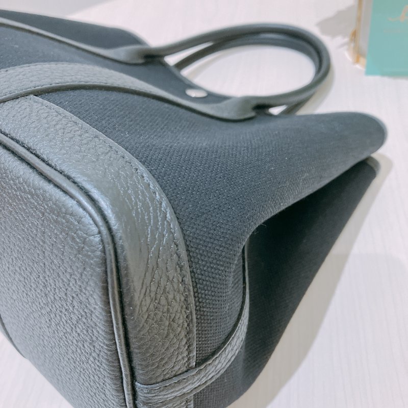 TK1957	愛馬仕  Garden Party 30 Canvas Black X PHW-10