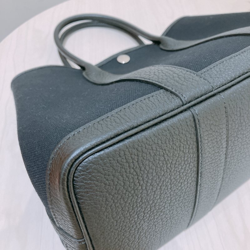 TK1957	愛馬仕  Garden Party 30 Canvas Black X PHW-11