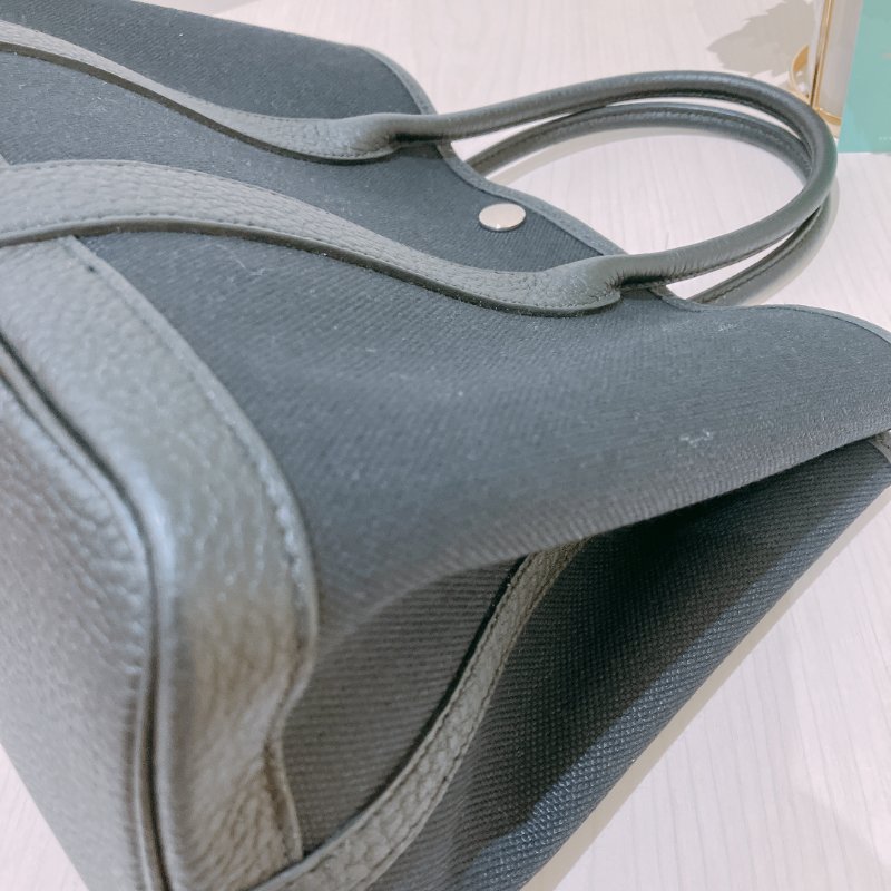 TK1957	愛馬仕  Garden Party 30 Canvas Black X PHW-12