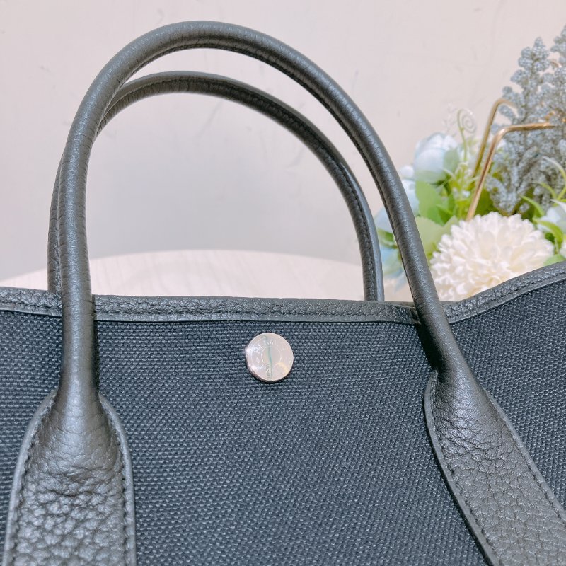TK1957	愛馬仕  Garden Party 30 Canvas Black X PHW-13