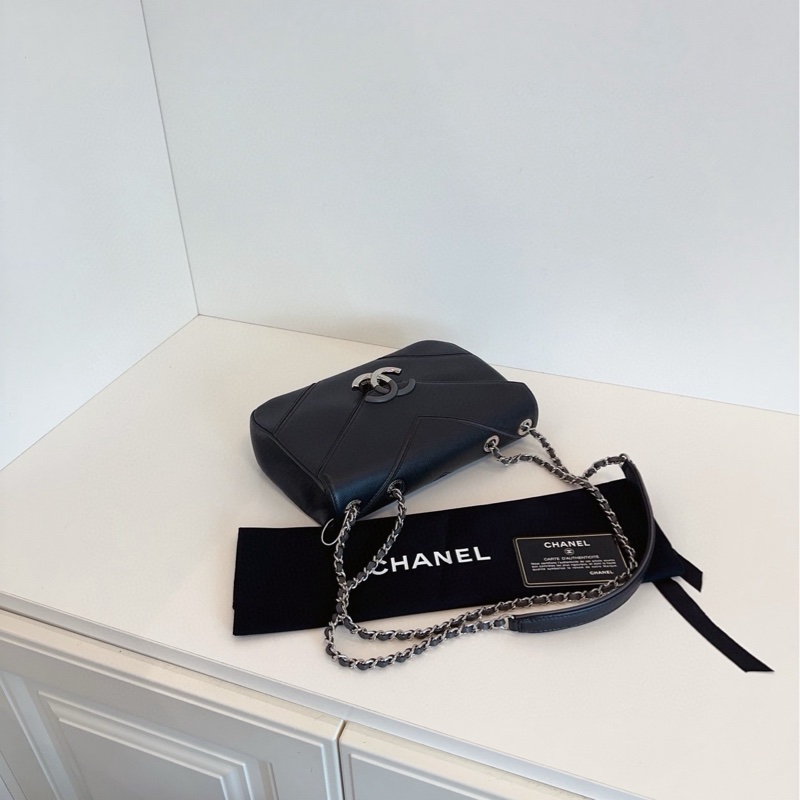 【99新🆕】Chanel 黑銀 荔枝皮 古巴 extra CF 黃金中號 單肩包-6