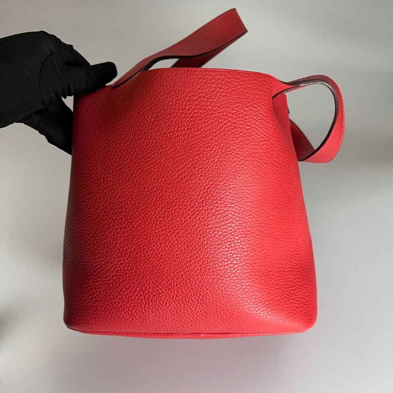 HERMES □R刻 牡丹紅CLEMENCE皮 PICOTIN22 MM 菜籃包-2