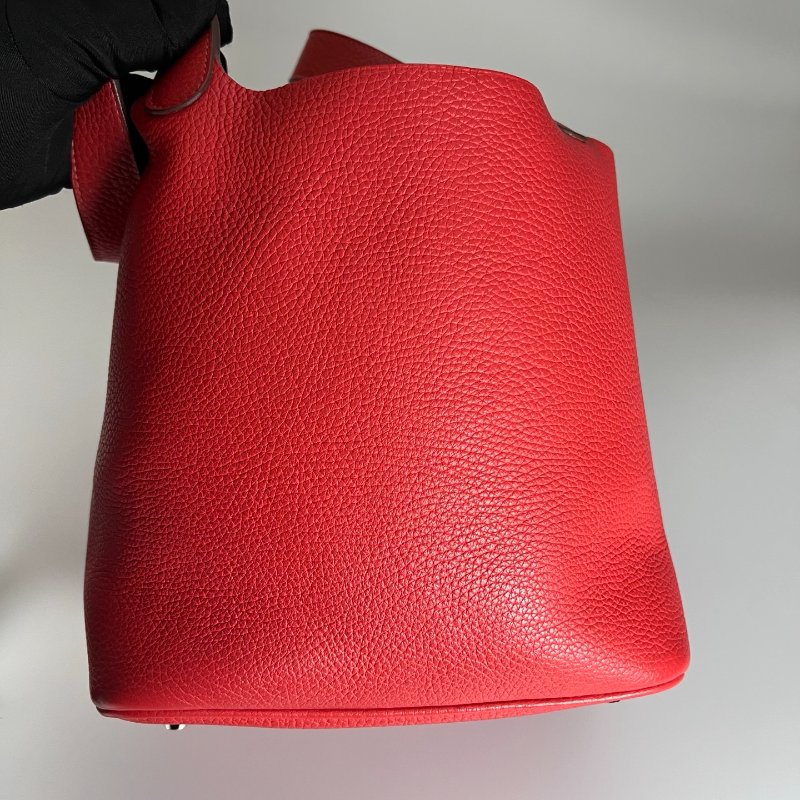HERMES □R刻 牡丹紅CLEMENCE皮 PICOTIN22 MM 菜籃包-3