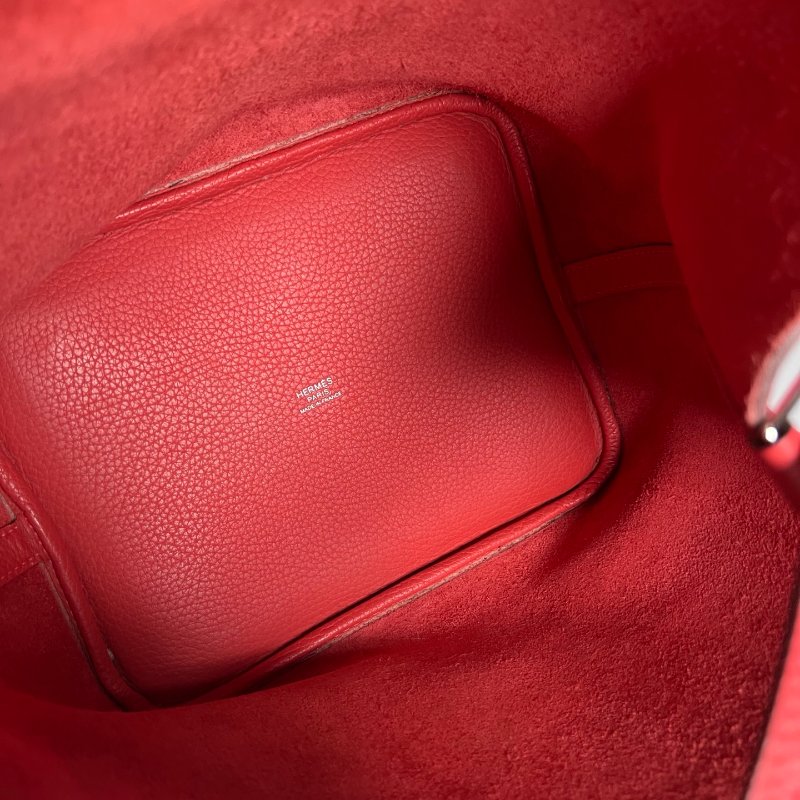 HERMES □R刻 牡丹紅CLEMENCE皮 PICOTIN22 MM 菜籃包-4