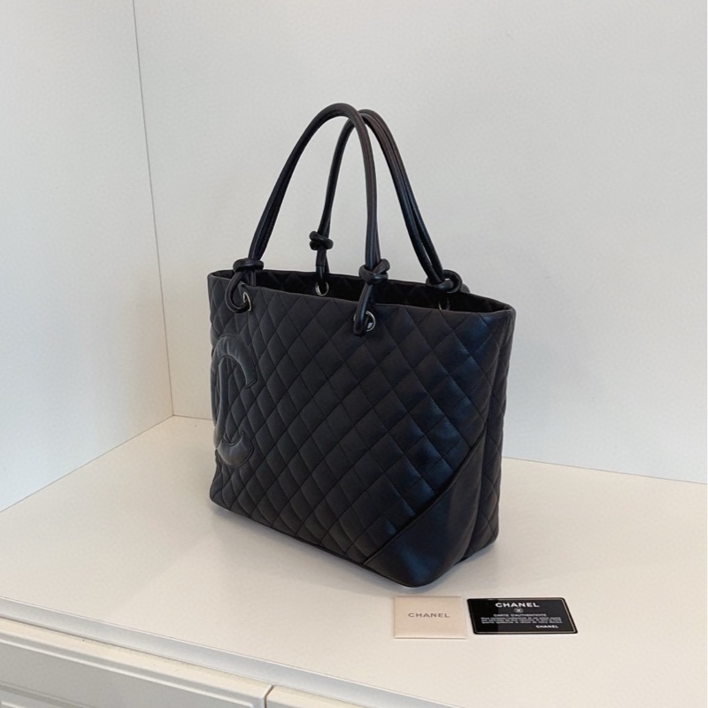 【98新帶卡🆕】Chanel 康鵬tote購物袋 soblack 黑武士菜籃子大號 手提包-2