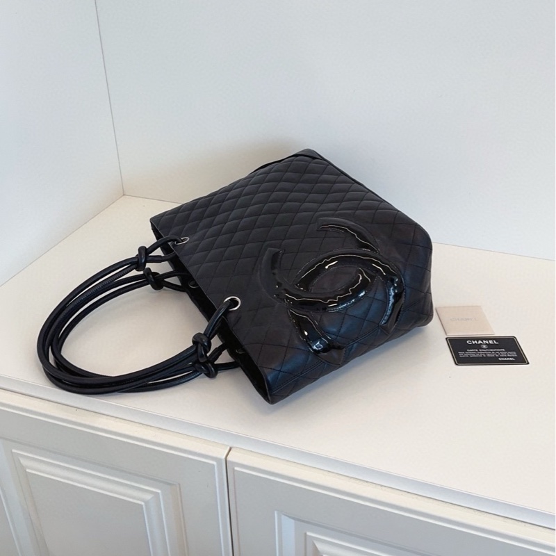 【98新帶卡🆕】Chanel 康鵬tote購物袋 soblack 黑武士菜籃子大號 手提包-4