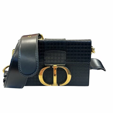 DIOR黑色金皮千島紋蒙田30斜背包