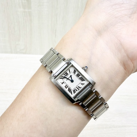 Cartier石英鋼質錶帶TANK手錶