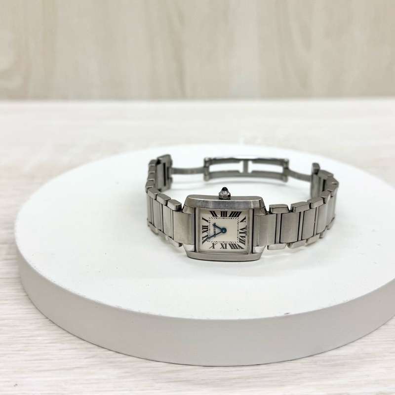 Cartier石英鋼質錶帶TANK手錶-3