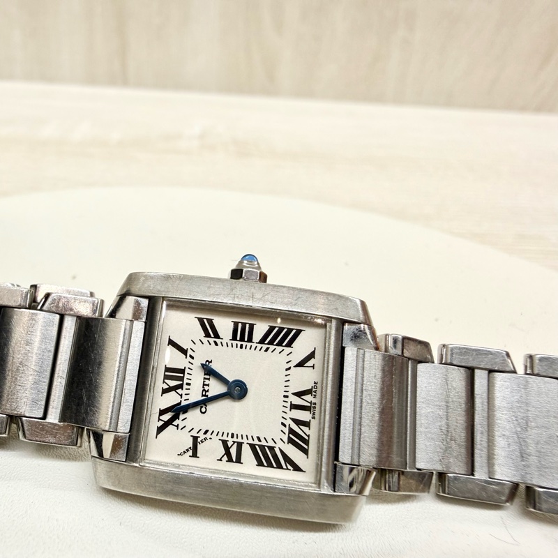 Cartier石英鋼質錶帶TANK手錶-8