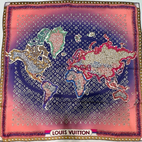 LV紫羅蘭世界地圖真絲圍巾M75218