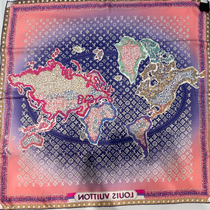 LV紫羅蘭世界地圖真絲圍巾M75218-11