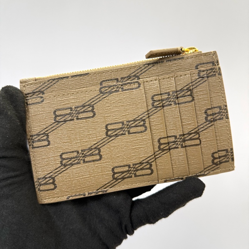 BALENCIAGA 巴黎世家 棕色PVC滿版印花卡夾零錢包 COIN CASE CARD HOLDER 640535-1