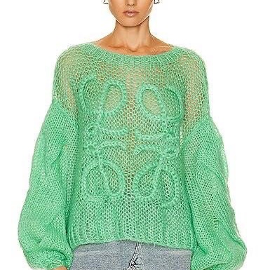 Loewe超級美的蘋果綠色毛衣-7