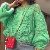 Loewe超級美的蘋果綠色毛衣-11