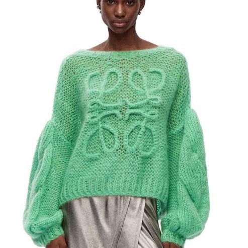 Loewe超級美的蘋果綠色毛衣-12