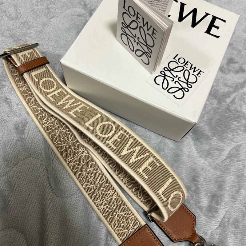 Loewe 提花織配小牛皮肩帶棕褐色-0