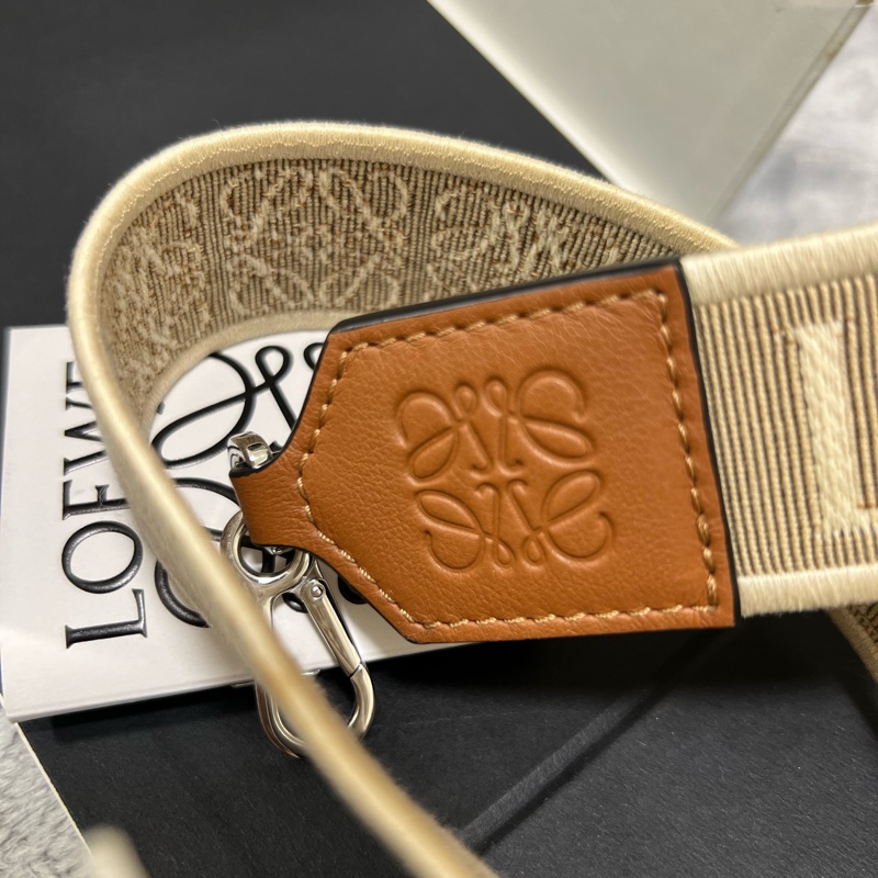 Loewe 提花織配小牛皮肩帶棕褐色-9