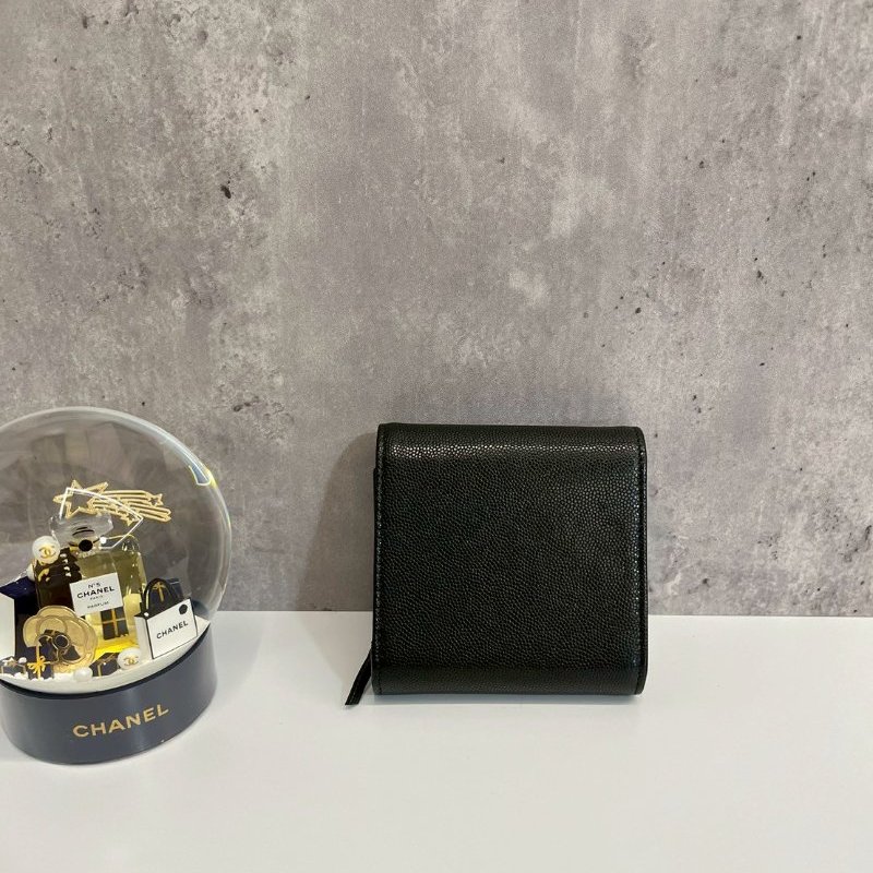 Chanel 短夾 荔枝牛 晶片款復古浮雕雙C Logo-1